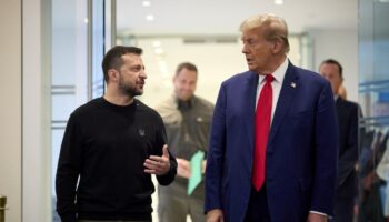 Donald Trump rencontre le président ukrainien Volodymyr Zelensky à New York, le 27 septembre 2024