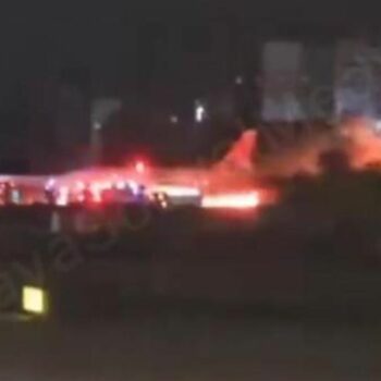 Russian plane catches fire after landing in Turkey