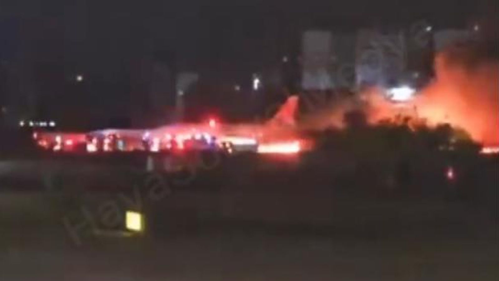 Russian plane catches fire after landing in Turkey