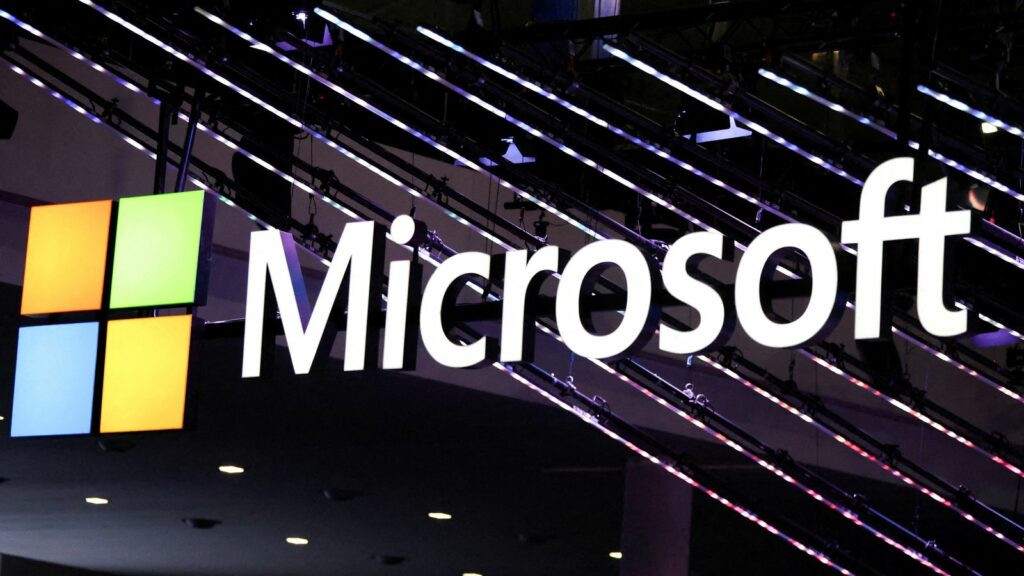 FILE PHOTO: Microsoft logo is seen at the Mobile World Congress (MWC) in Barcelona, Spain February 27, 2024. REUTERS/Bruna Casas/File Photo