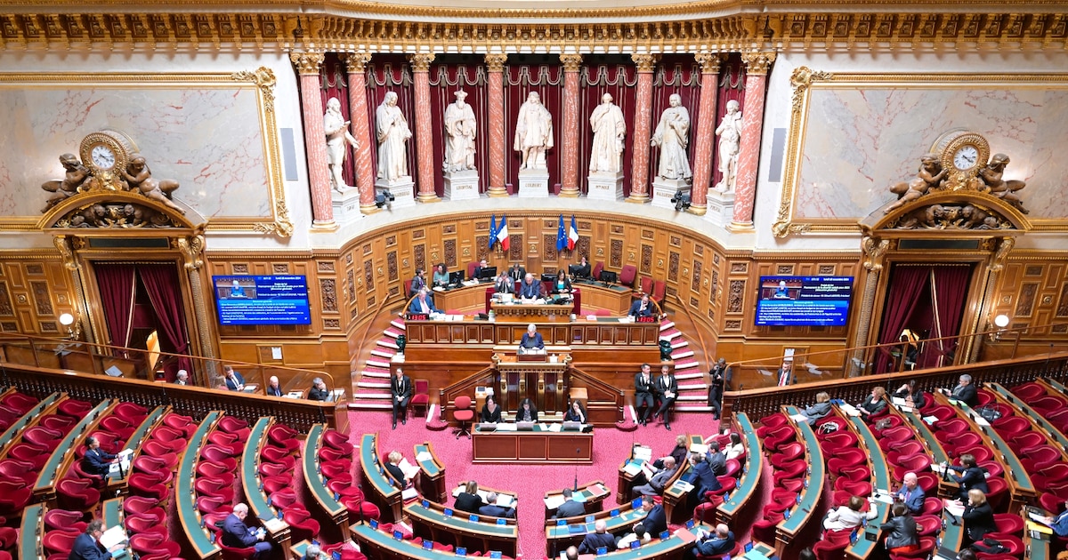 La ministre de la Santé Geneviève Darrieussecq (c) au Sénat le 18 novembre 2024 à l'occasion du début de l'examen du budget de la Sécu