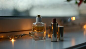 Parfums vor winterlichem Hintergrund