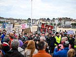 Army of 600 angry locals march in protest of new waste incinerator earmarked for seaside town