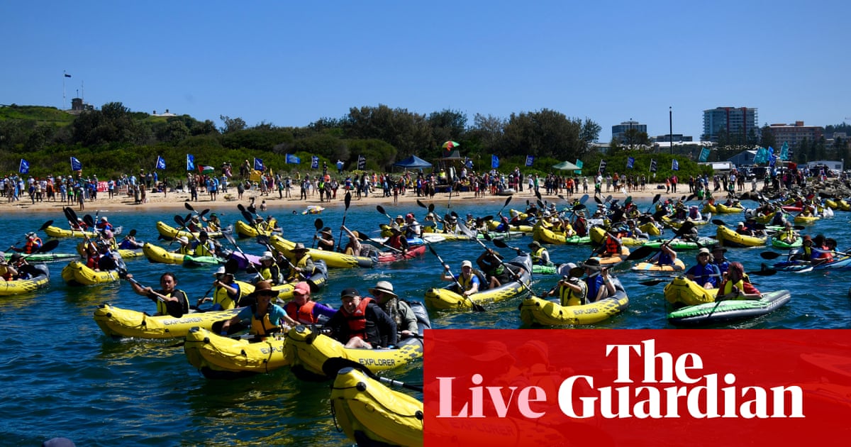 Australia news live: ‘protestival’ to start in Newcastle harbour; thousands to rally against domestic violence