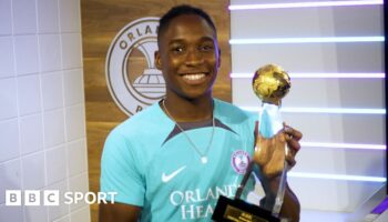 Barbra Banda with the BBC Women's Footballer of the Year award