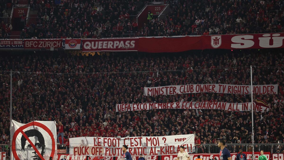 Bayern-PSG : des banderoles contre Nasser Al-Khelaïfi dans les tribunes à Munich