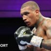 Conor Benn in black gloves during a fight