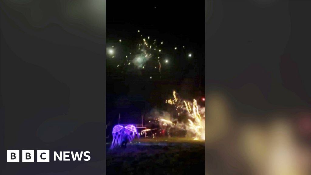 Chaos at fireworks show as children hit by rockets