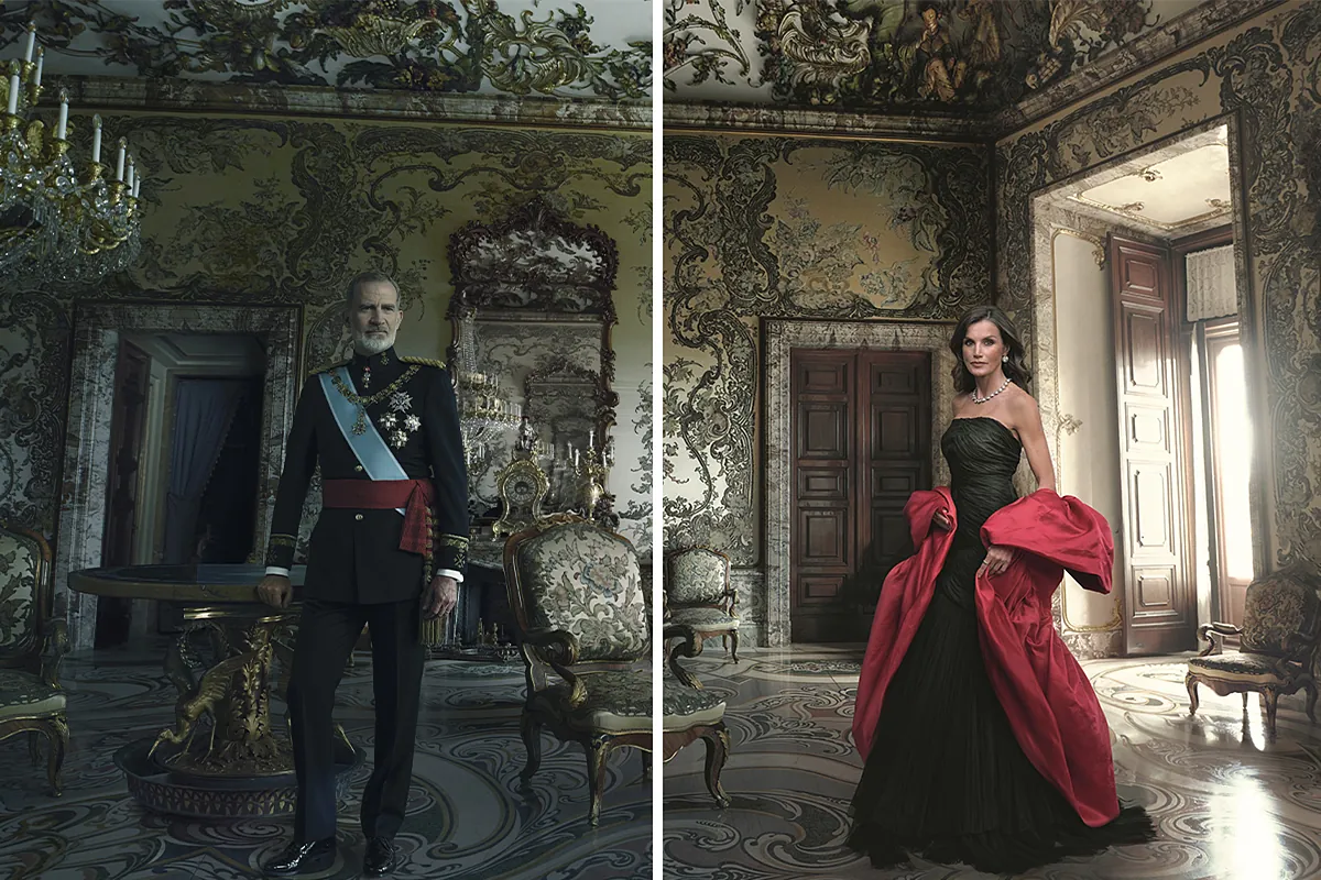 Cinco horas, un vestido histórico para Letizia y tres cambios para Felipe VI... así retrató Annie Leibovitz a los Reyes para el Banco de España