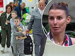 Coleen Rooney's youngest children Kit, seven, and Cass, six, clutch Wayne figurine as they jet to Australia with their grandparents for an emotional reunion