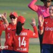 England players celebrate a wicket