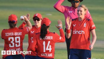 England players celebrate a wicket