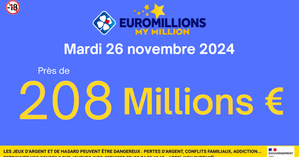 EuroMillions du mardi 26 novembre 2024 : comment remporter le jackpot de 208 millions d’euros ?