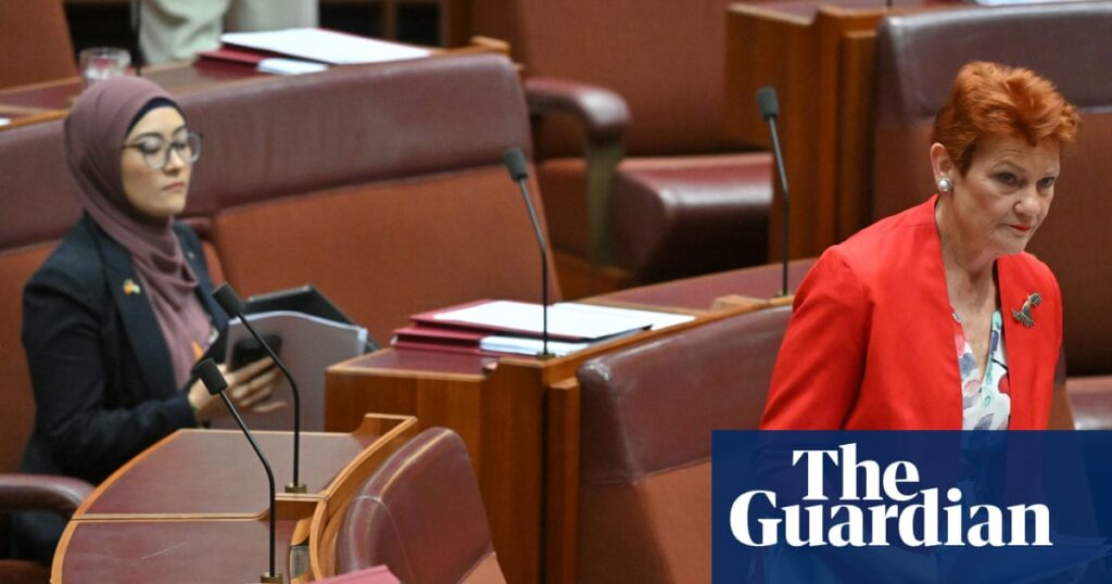 Hanson alleging Fatima Payman in breach of section 44 ends with Thorpe giving Senate the finger