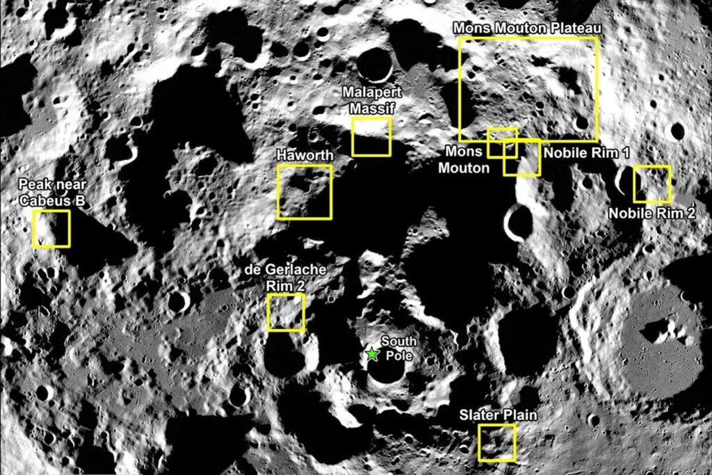 La NASA a retenu  neuf sites pour le retour des humains sur la Lune