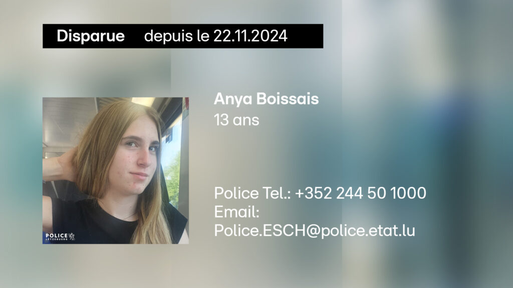 La police a besoin d'aide: Cette jeune fille est portée disparue au Luxembourg