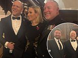 Mike and Zara Tindall don their finery as they beam at a charity rugby dinner with Nick Knowles