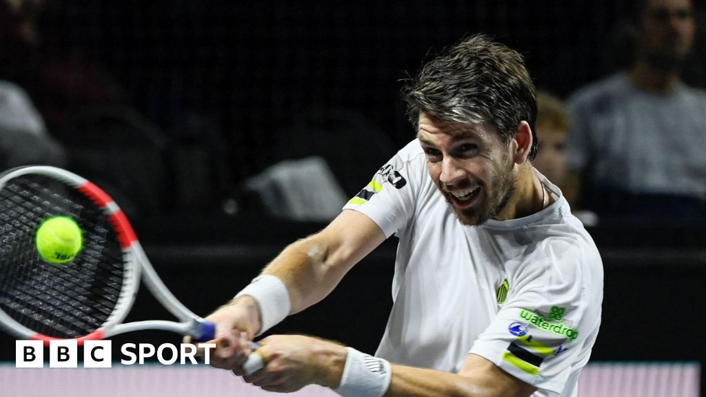 Cameron Norrie hits a backhand return in the Moselle Open final