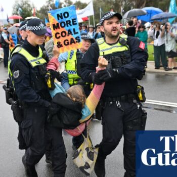 Rising Tide protesters arrested in Canberra for blocking road to Parliament House