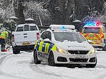 Storm Bert claims first two victims as man is killed by falling tree and another in car crash: Airports close, flood alerts issued and 16-inch snowfall blankets some areas as 'multi-hazard' weather hits UK