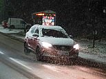 Storm Bert strikes: Passengers 'stranded on flight for hours' when airports close and travel chaos hits with blizzards bringing up to 16 inches of snow as Met Office map shows worst-hit areas