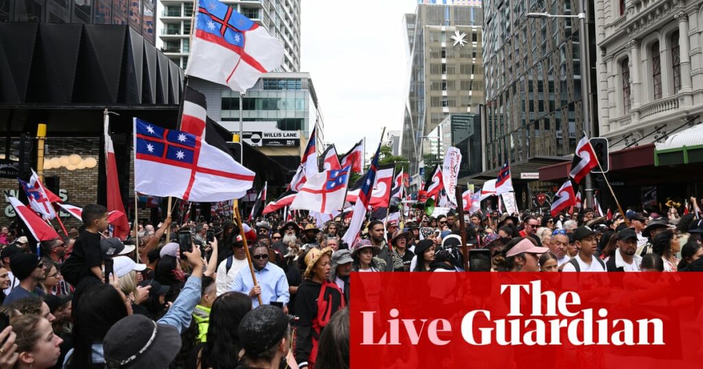 Tens of thousands march to New Zealand parliament to protest controversial Māori treaty bill – live