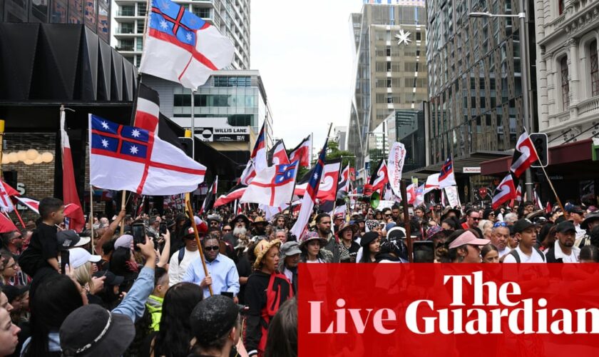 Tens of thousands march to New Zealand parliament to protest controversial Māori treaty bill – live