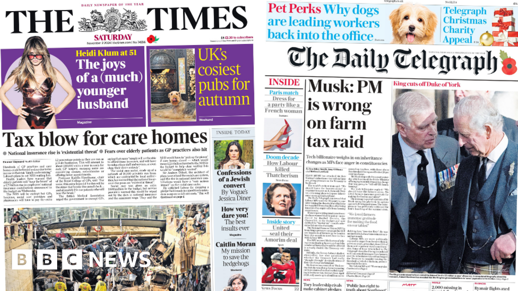 The Papers: 'King cuts off Andrew' and 'tax blow for care homes'