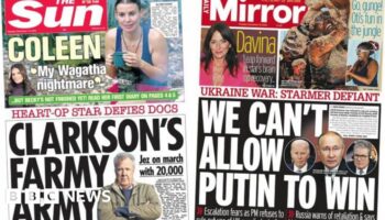 The Papers: PM 'defiant' on Ukraine and 'Clarkson's farmy army'