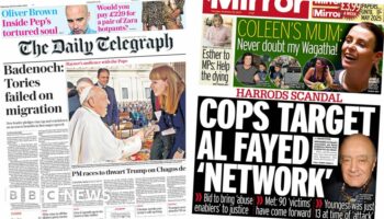 The Papers:  'Tories failed on migration' and 'cops target Al Fayed network'