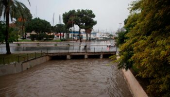 Nach einem Unwetter führt der Fluss Sa Riera auf Mallorca viel Wasser, kurz bevor er ins Meer mündet