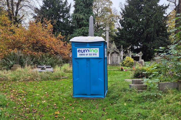 Widower says wife's grave was 'violated' as church fits portable toilet in graveyard