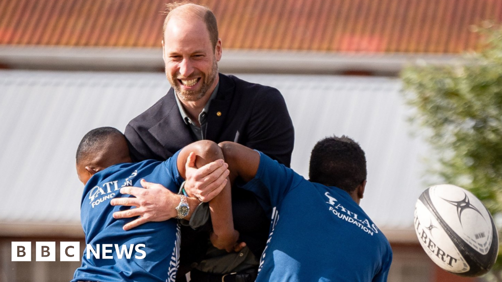 William's rugby skills tested on South African township visit