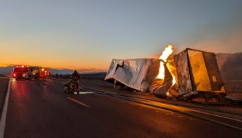 Truck carrying 44,000 pounds of chickpeas catches fire in Death Valley