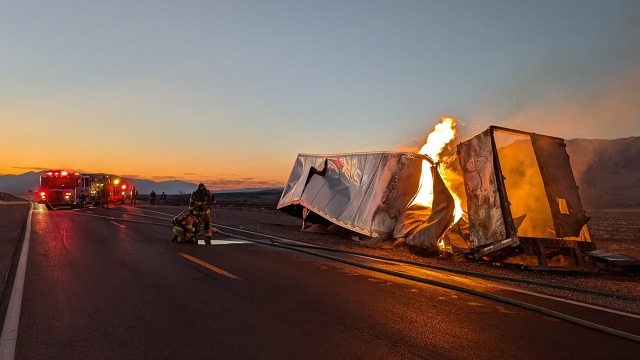 Truck carrying 44,000 pounds of chickpeas catches fire in Death Valley