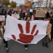 Thousands march in Serbia to mark 1 month since a roof collapse killed 15 people