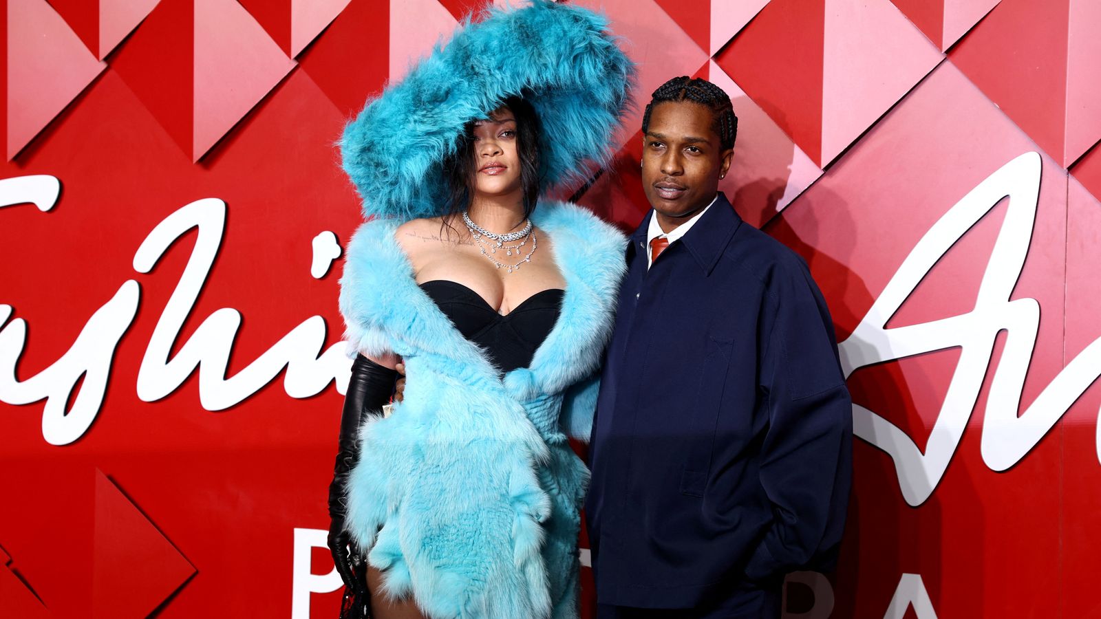 Rihanna and ASAP Rocky pose on the red carpet of The Fashion Awards 2024 at the Royal Albert Hall in London, Britain, December 2, 2024