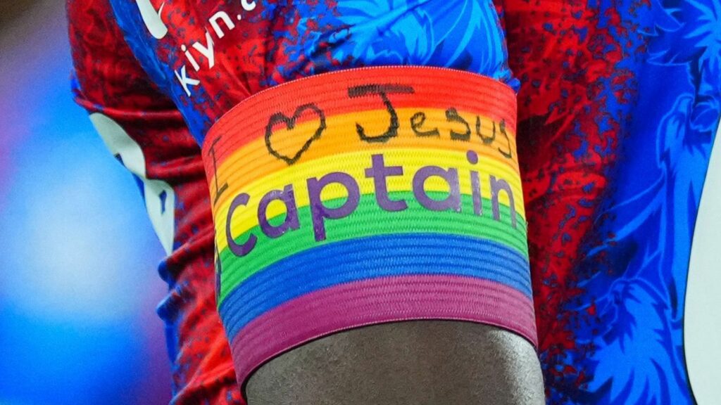 Premier League club captain 'reminded' after 'I love Jesus' message written on rainbow armband