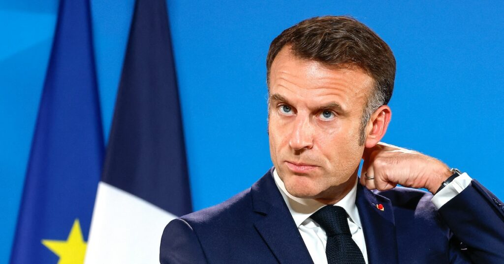 France's President Emmanuel Macron addresses a press conference after an EU summit in Brussels on October 17