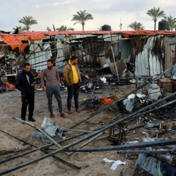 aftermath of an Israeli strike on a tent camp, in Khan Younis in the southern Gaza Strip December 5, 2024. REUTERS/Mohammed Salem