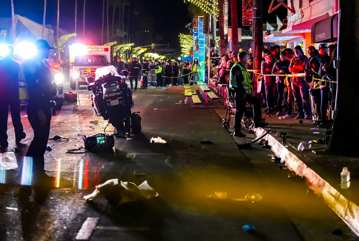 10 taken to hospital after policeman ‘popped a wheelie’ and crashed into crowd at holiday parade