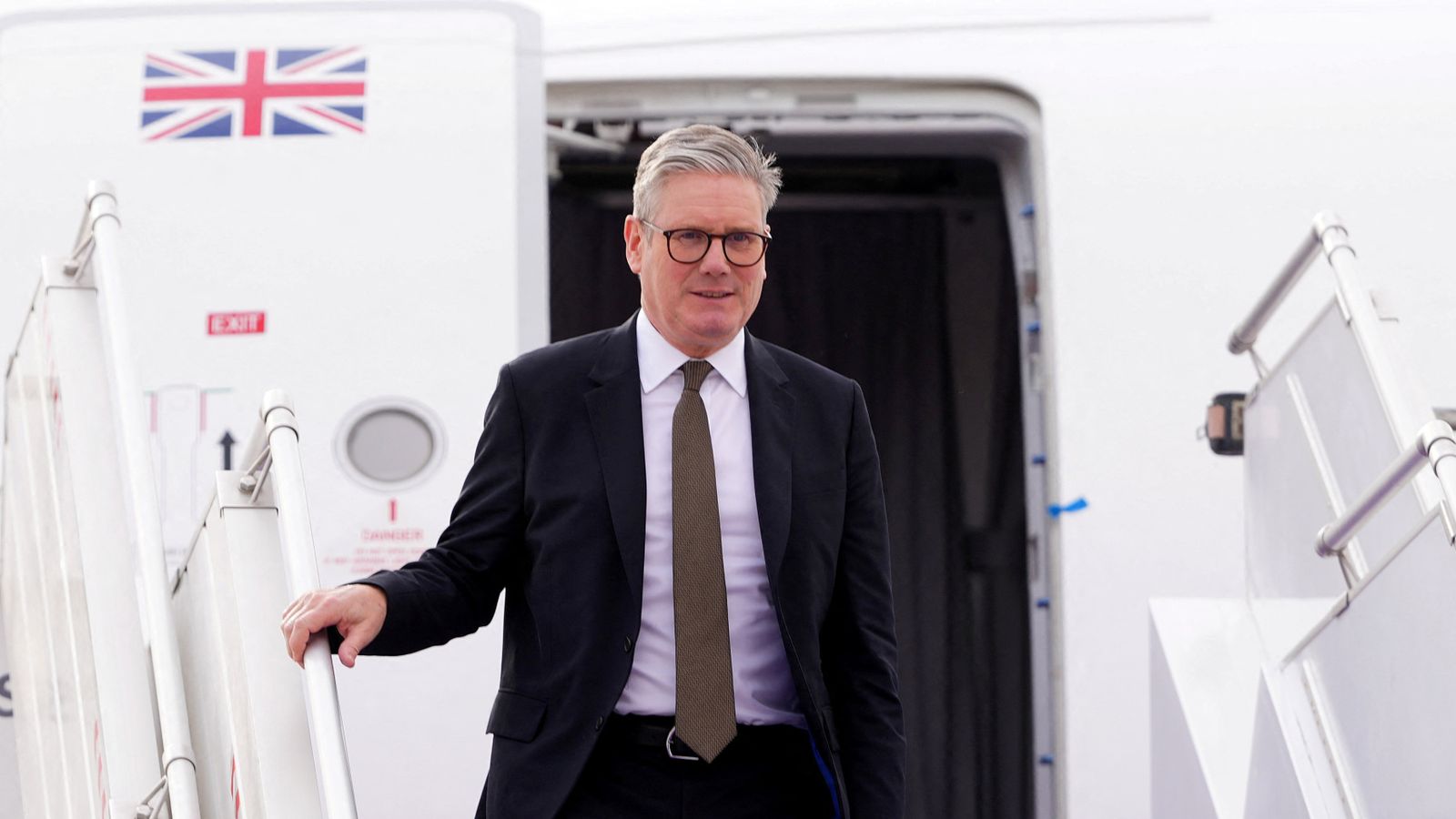 Britain's Prime Minister Keir Starmer arrives at the King Khalid International Airport in Riyadh, Saudi Arabia, Monday, Dec. 9, 2024. Kirsty Wigglesworth/Pool via REUTERS