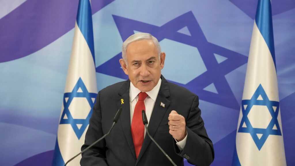 Benjamin Netanyahu speaks during a press conference in Jerusalem. Pic: AP Photo/Maya Alleruzzo