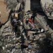 The site of an Israeli strike on a house in Nuseirat in central Gaza. Pic: Reuters