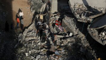 The site of an Israeli strike on a house in Nuseirat in central Gaza. Pic: Reuters