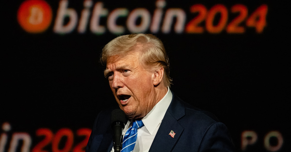 Donald Trump, lors d'un discours à la conférence Bitcoin 2024, le 27 juillet 2024 à Nashville, dans le Tennessee.