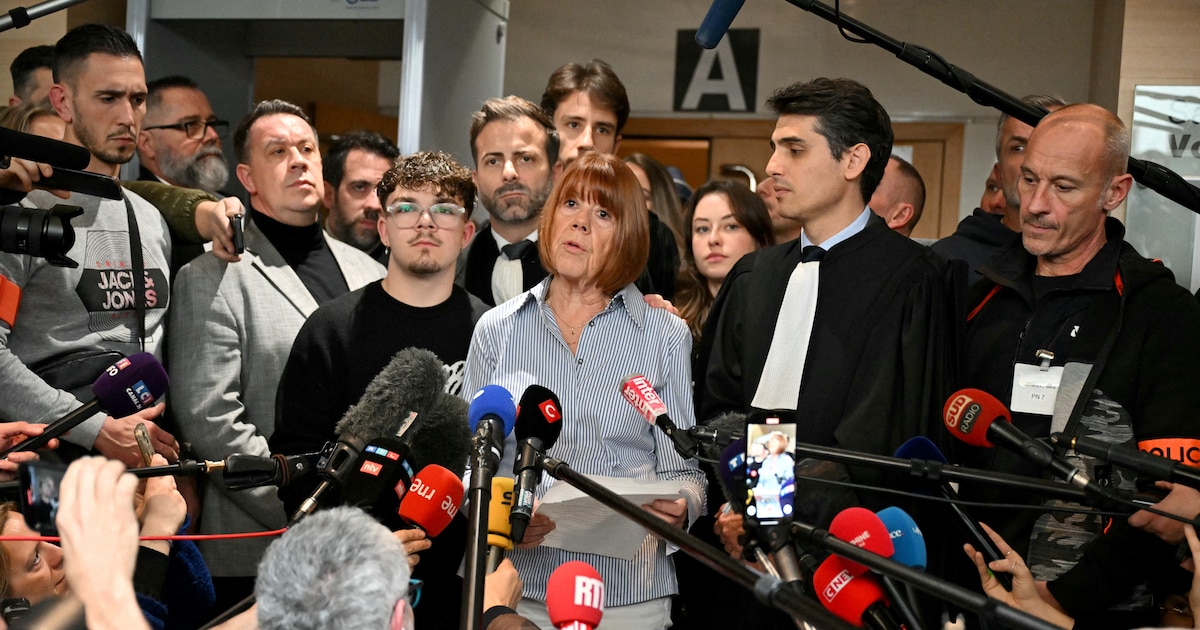 Gisele Pelicot s'adresse à la presse après avoir entendu le verdict du tribunal qui a condamné son ex-mari à la peine maximale de 20 ans de prison, à Avignon, le 19 décembre 2024. (Photo par Miguel MEDINA / AFP)