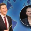 SNL's Colin Jost uncomfortably tells ruthless jokes about wife Scarlett Johansson as she watches backstage