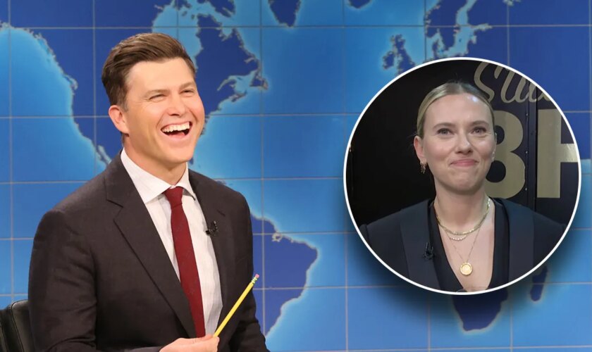 SNL's Colin Jost uncomfortably tells ruthless jokes about wife Scarlett Johansson as she watches backstage