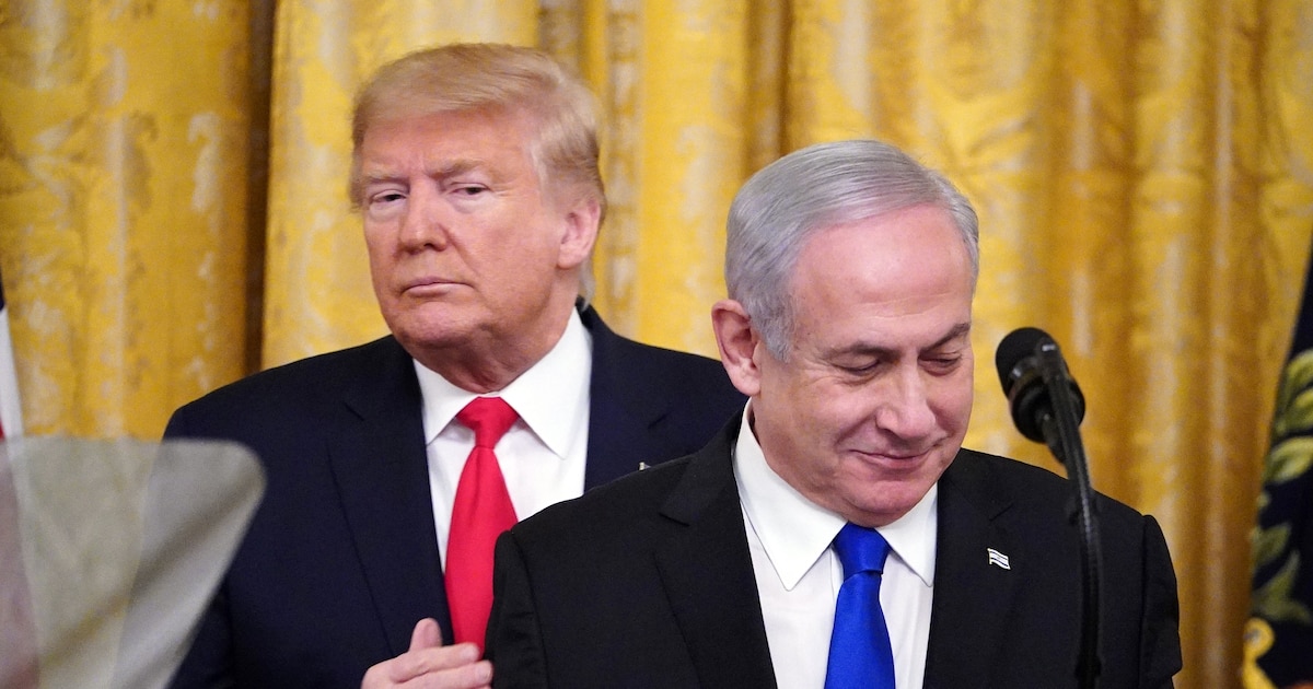 Donald Trump, alors président des Etats-Unis, et le Premier ministre israélien Benjamin Netanyahu à la Maison Blanche à Washington le 28 janvier 2020